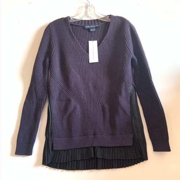 NWT French Connection Sweater | Sz S | Taurus Knits, Utility Blue & Black - Picture 5 of 6
